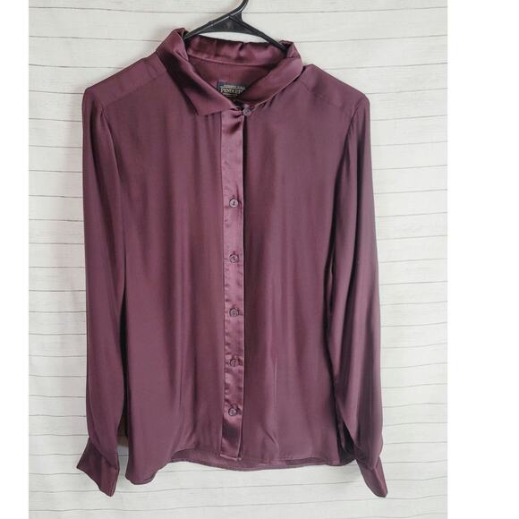 PENDLETON 100% SILK LONG SLEEVE BUTTON UP IN PURPLE, SZ 10 - Picture 1 of 10